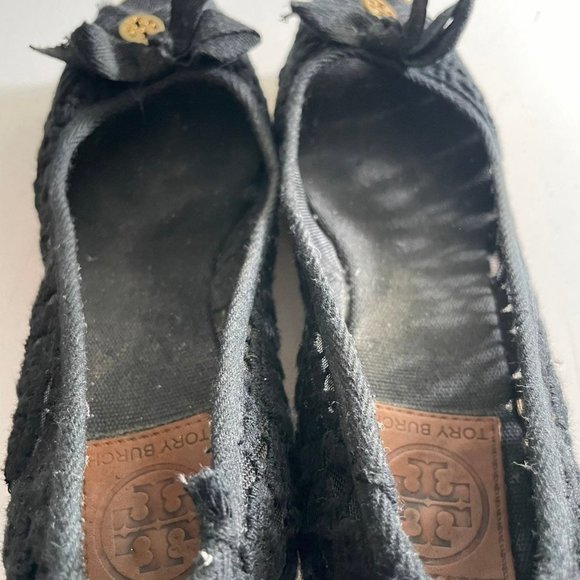 Tory Burch Womens Black Slip On Wedge Heel Ballet Flats Size 7.5 B - Picture 6 of 6